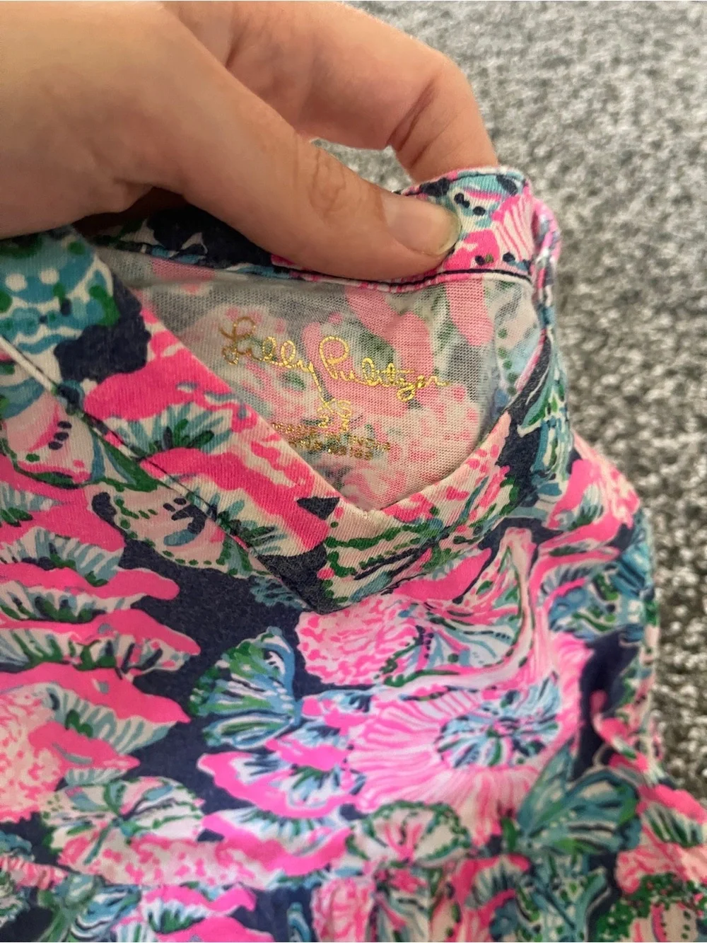 Lilly Pulitzer Floral Pink and Blue coastal beach Kids summer dress XS 2-3